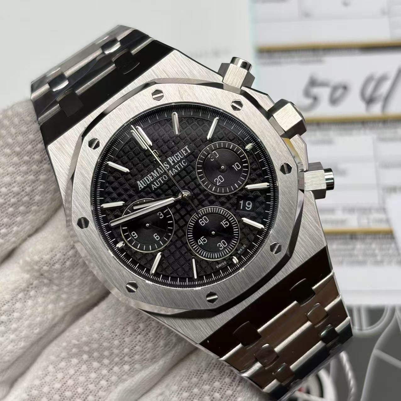 Best Swiss Clone Replica Audemars Piguet Royal Oak – Silver/Black Chronograph