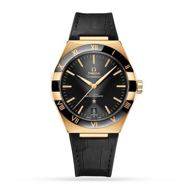 Replica Omega Constellation Men Automatic Black Leather Watch O13163412101001