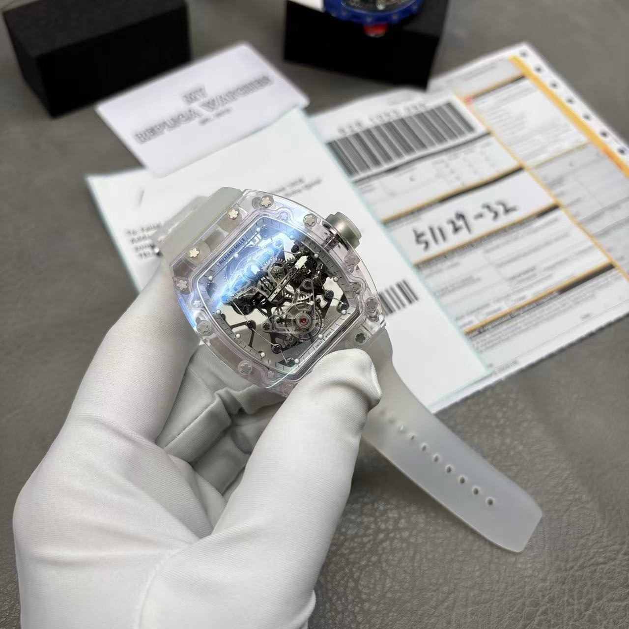 Richard Mille Swiss Made Clone RM 56-02 Sapphire Skeleton Real Tourbillon