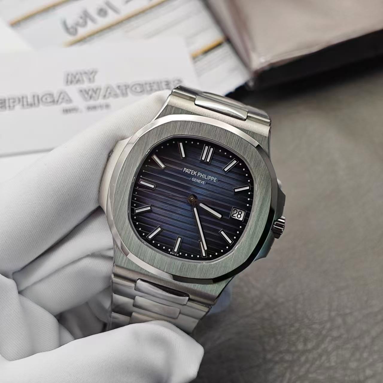 Super Clone Patek Philippe Nautilus – Silver/Dark Blue