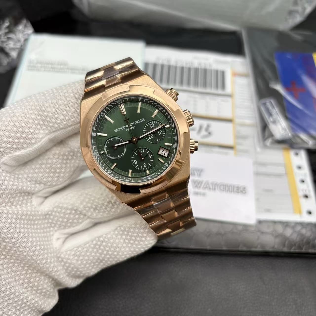 Super Clone Replica Vacheron Constantin Overseas Chronograph GREEN