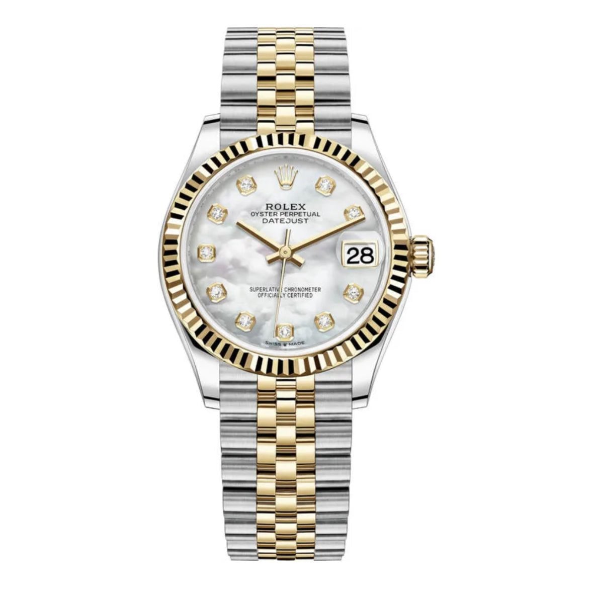 Datejust 31 Stainless Steel and Yellow Gold Mother of Pearl Diamond Dial Women's Watch