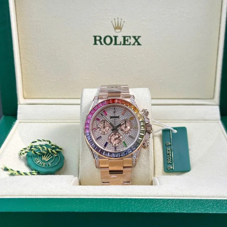 Replica Rolex Cosmograph Daytona Rainbow Rose Gold 40mm