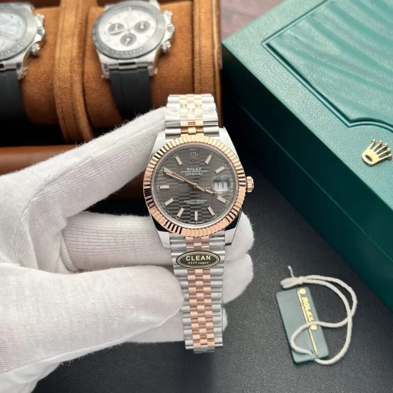 Replica Rolex Datejust 41 Grey Dial Rose Gold & Steel