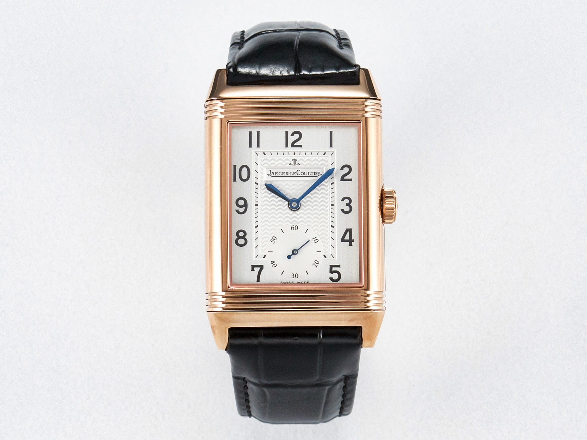 Reverso Classic Duoface Small Seconds RG MGF Best Edition White Textured Dial on Black Leather Strap A854A