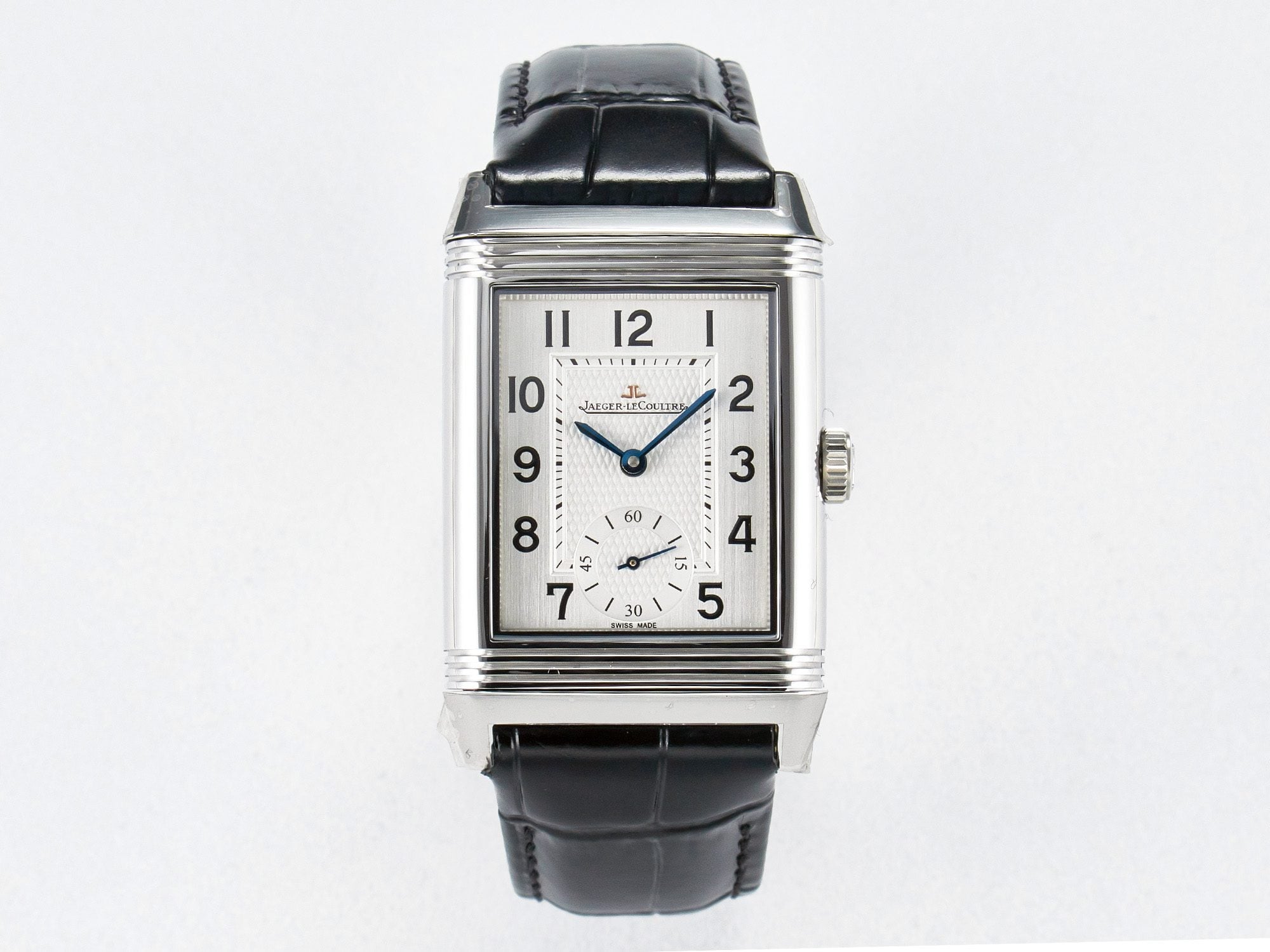 Reverso Classic Duoface Small Seconds SS MGF Best Edition White Guilloché Dial on Black Leather Strap A854A
