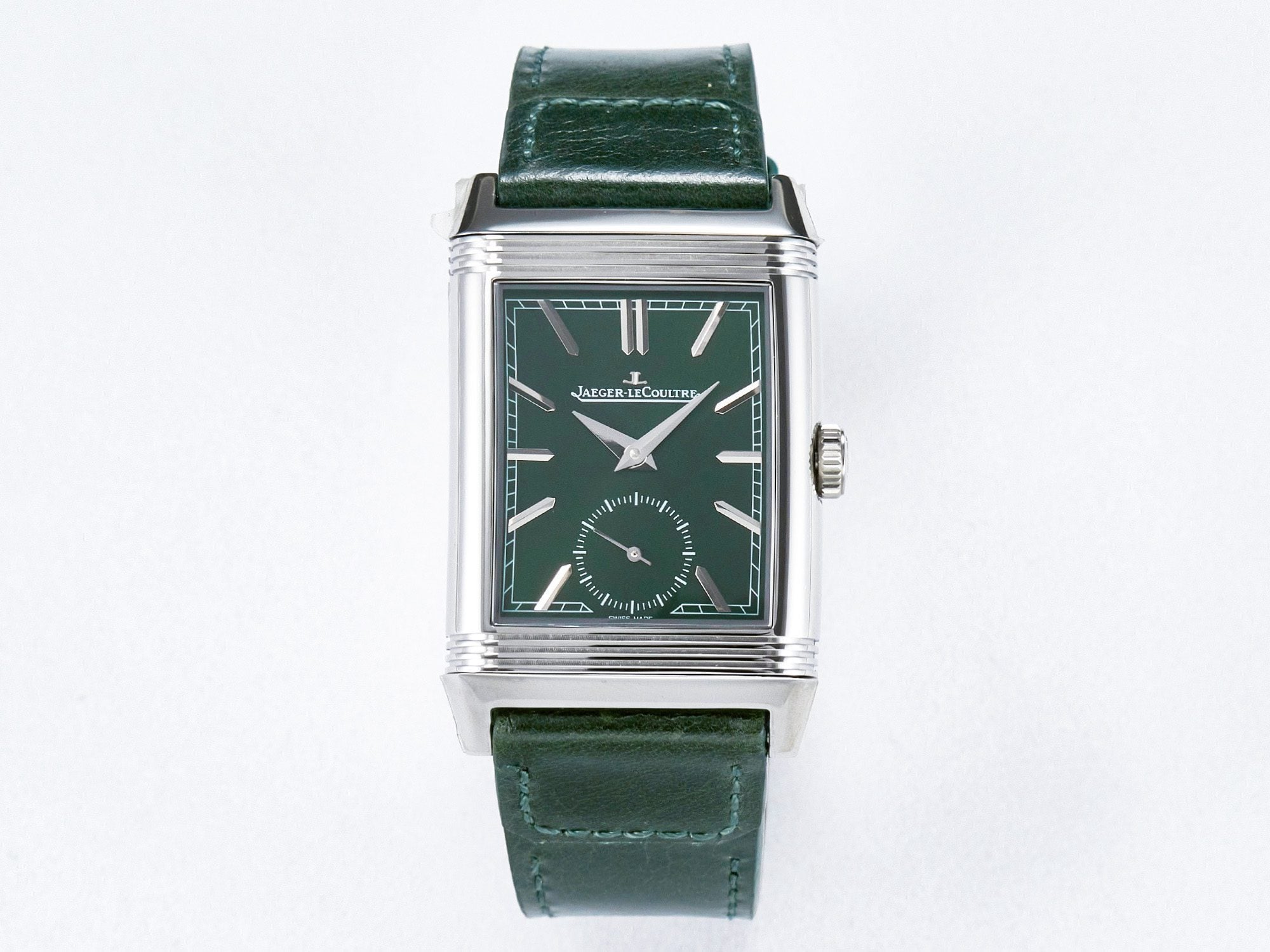 Reverso Classic Duoface Small Seconds SS MGF Best Edition White Textured Dial on Black Leather Strap A854A