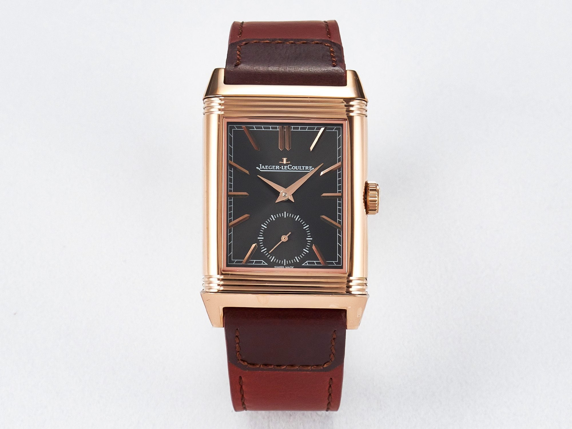 Reverso Tribute Duoface Small Seconds RG MGF Best Edition Black Dial on Red Leather Strap A854A