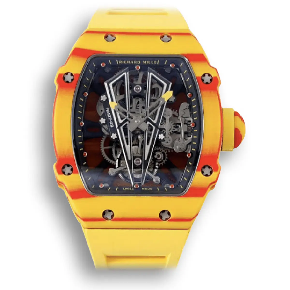 Replica RM 27-03 Rafael Nadal Tourbillon Yellow Rubber Strap