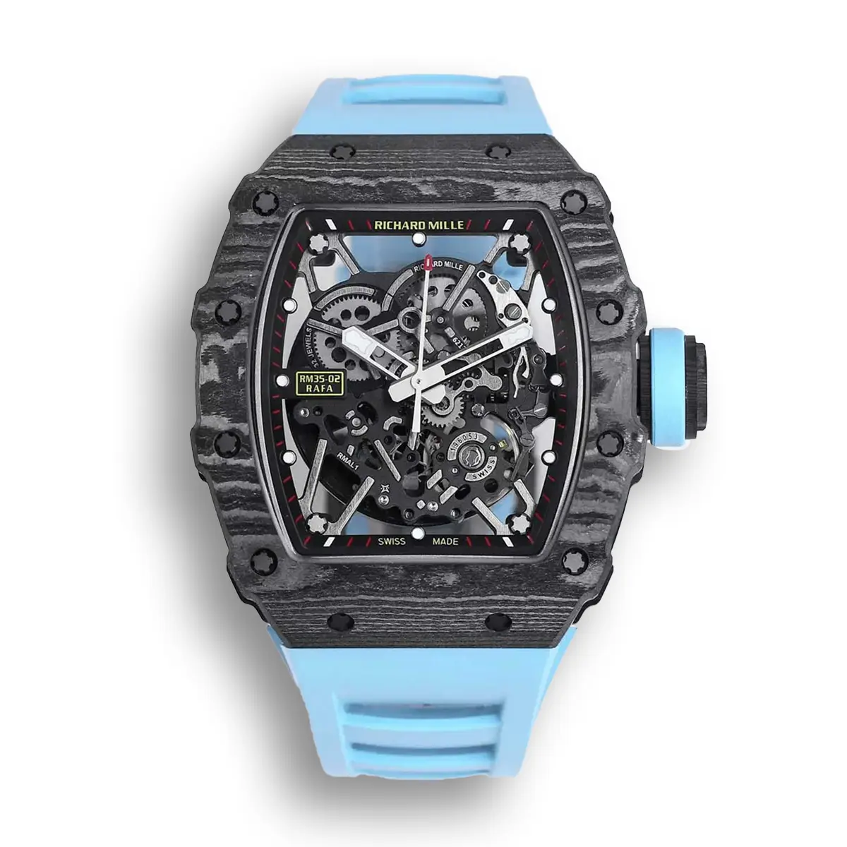 Replica Richard Mille RM35-02 Blue Rubber Strap