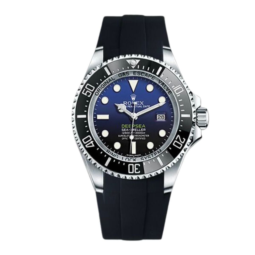 Replica Rolex Deepsea Rubber Band – Silver/Dark Blue
