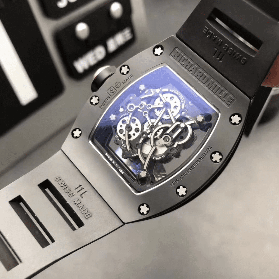 Richard Mille Swiss Clone RM55 KV Ceramic Rose Gold Skeleton Dial
