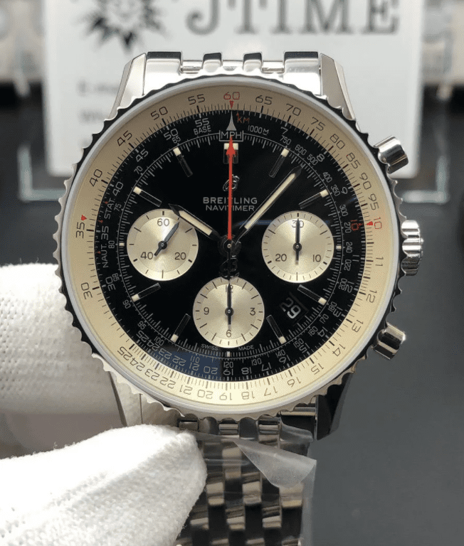 Breitling Navitimer Chronograph Replica Watch Stainless Steel Black Dial