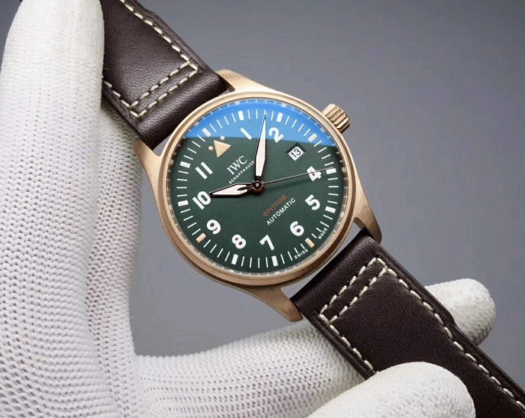 IWC Pilot Spitfire Bronze Replica Watch with Green Dial