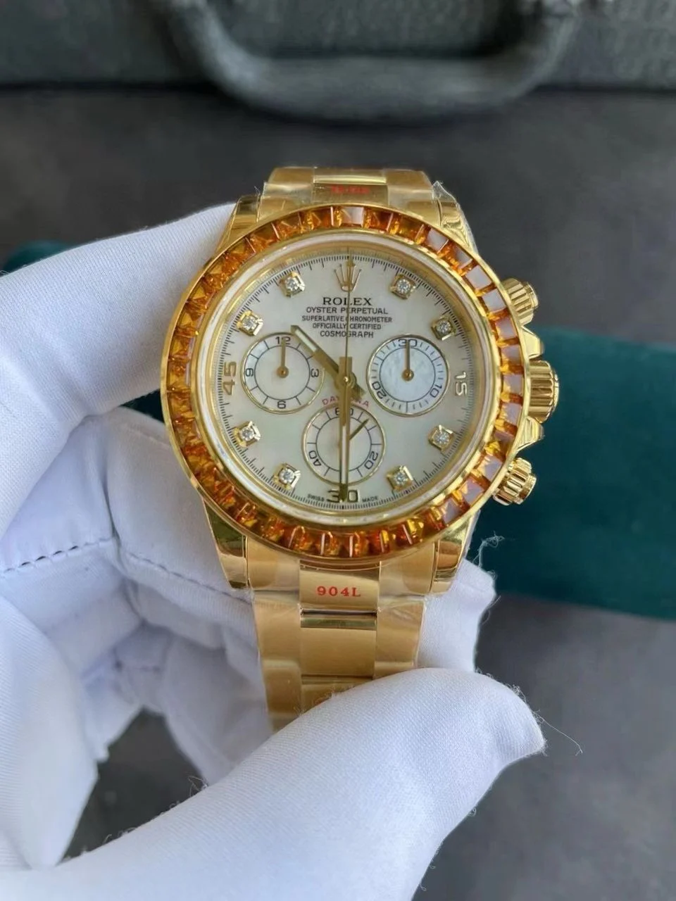 Replica Rolex Cosmograph Daytona Orange Sapphire White Dial Rose Gold 40mm