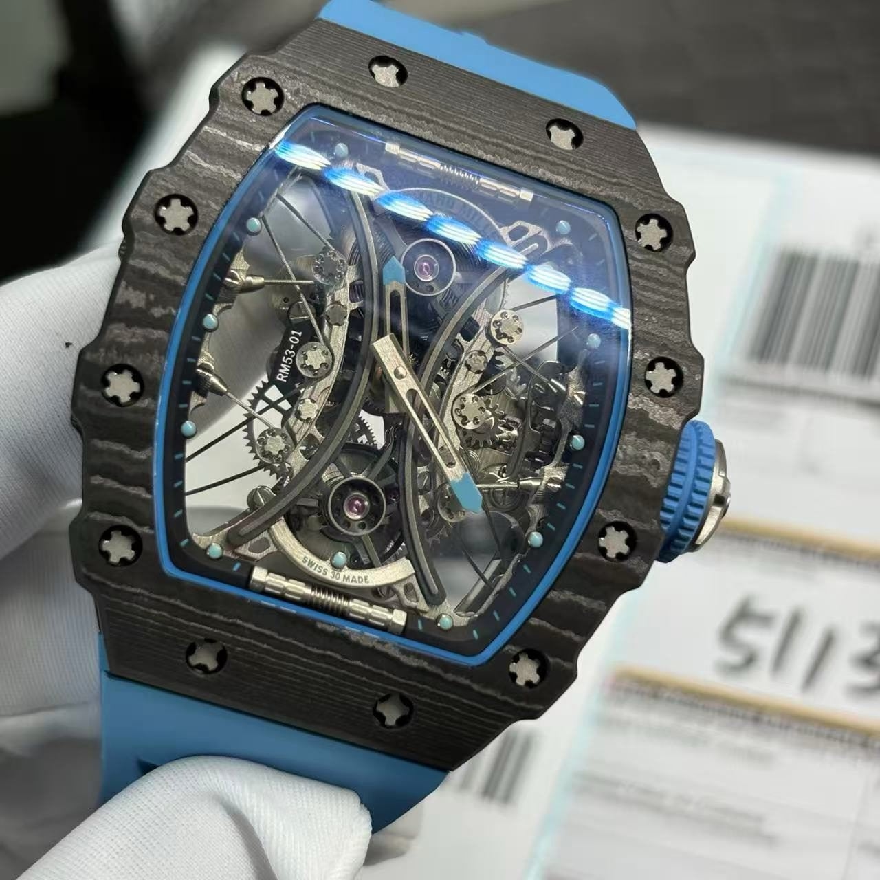 Richard Mille Swiss Clone – RM 53-01 Real Carbon Tourbillon Watch