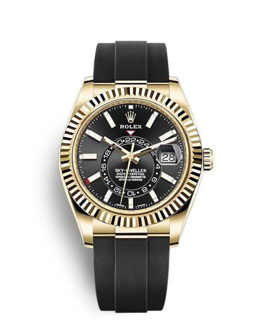 Replica Rolex Sky-Dweller Black Rubber Strap