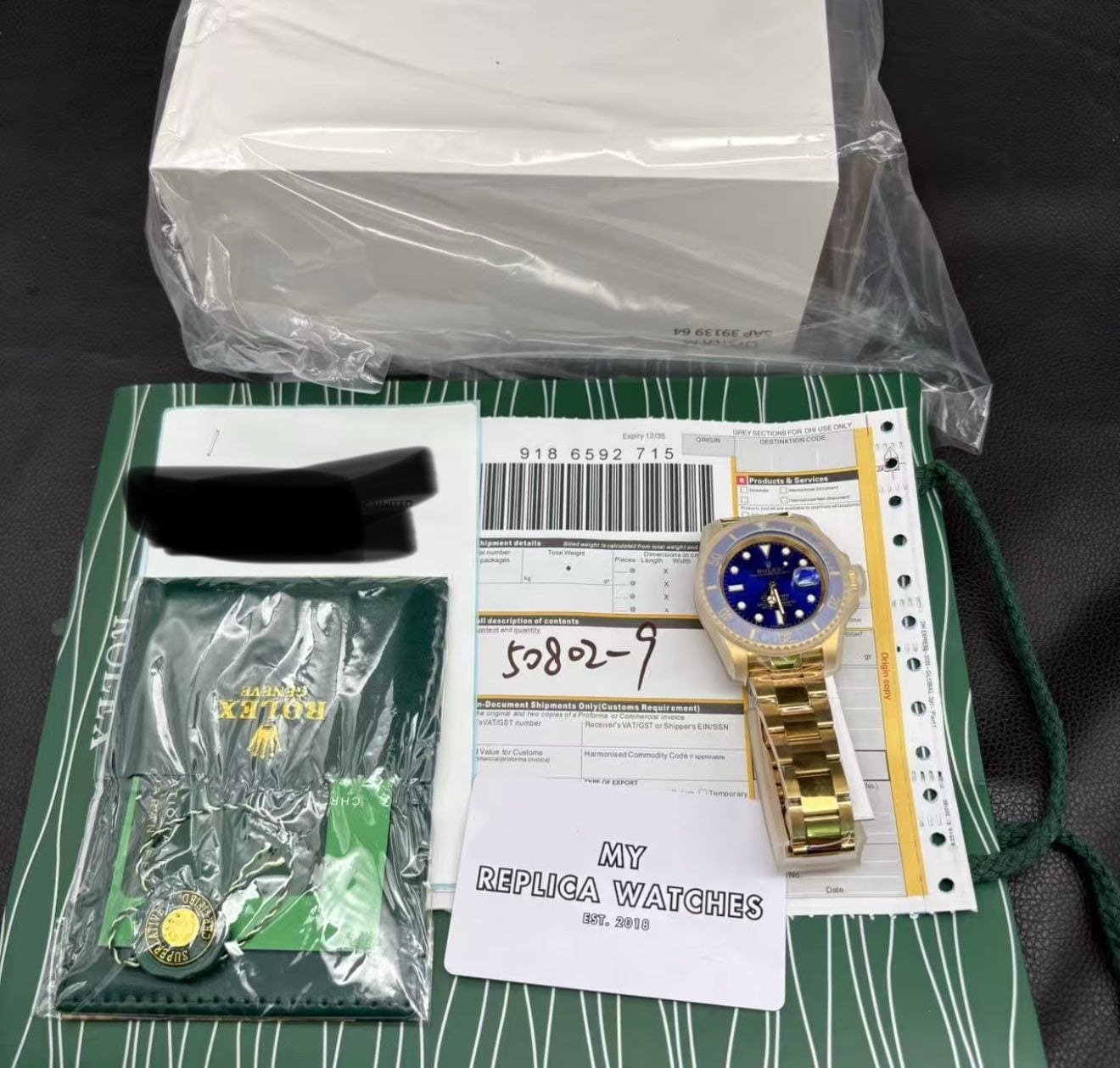 Rolex Submariner Full Gold Blue Dial Swiss Clone Replica