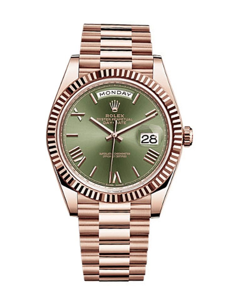 Replica Rolex Day Date – Rose Gold Green Dial Clone