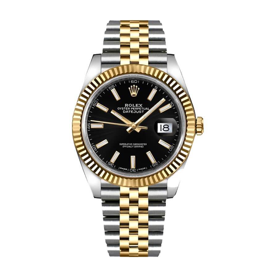 Replica Rolex Datejust 126333 Yellow Gold & Steel Black Dial Jubilee
