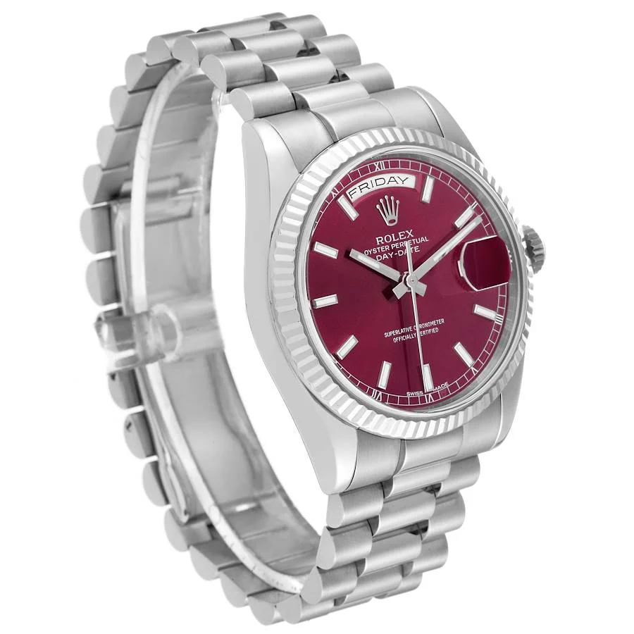 Replica Rolex Day-Date 36 Red Stick Dial Steel