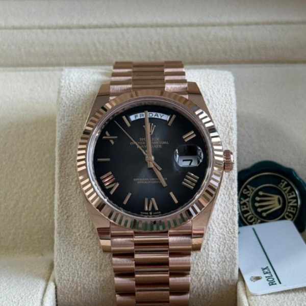 Replica Rolex Day-Date 40 Black Smoke Dial